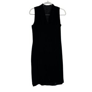 Jones New York Dress Velvet Sheath Black Silk Blend V-Neck Sleeveless Size 4 36"